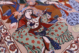 Signed Isfahan Authentic Persian Pictorial Hand Knotted Wool & Silk Area Rug - 3' 10" X 5' 7" - Golden Nile