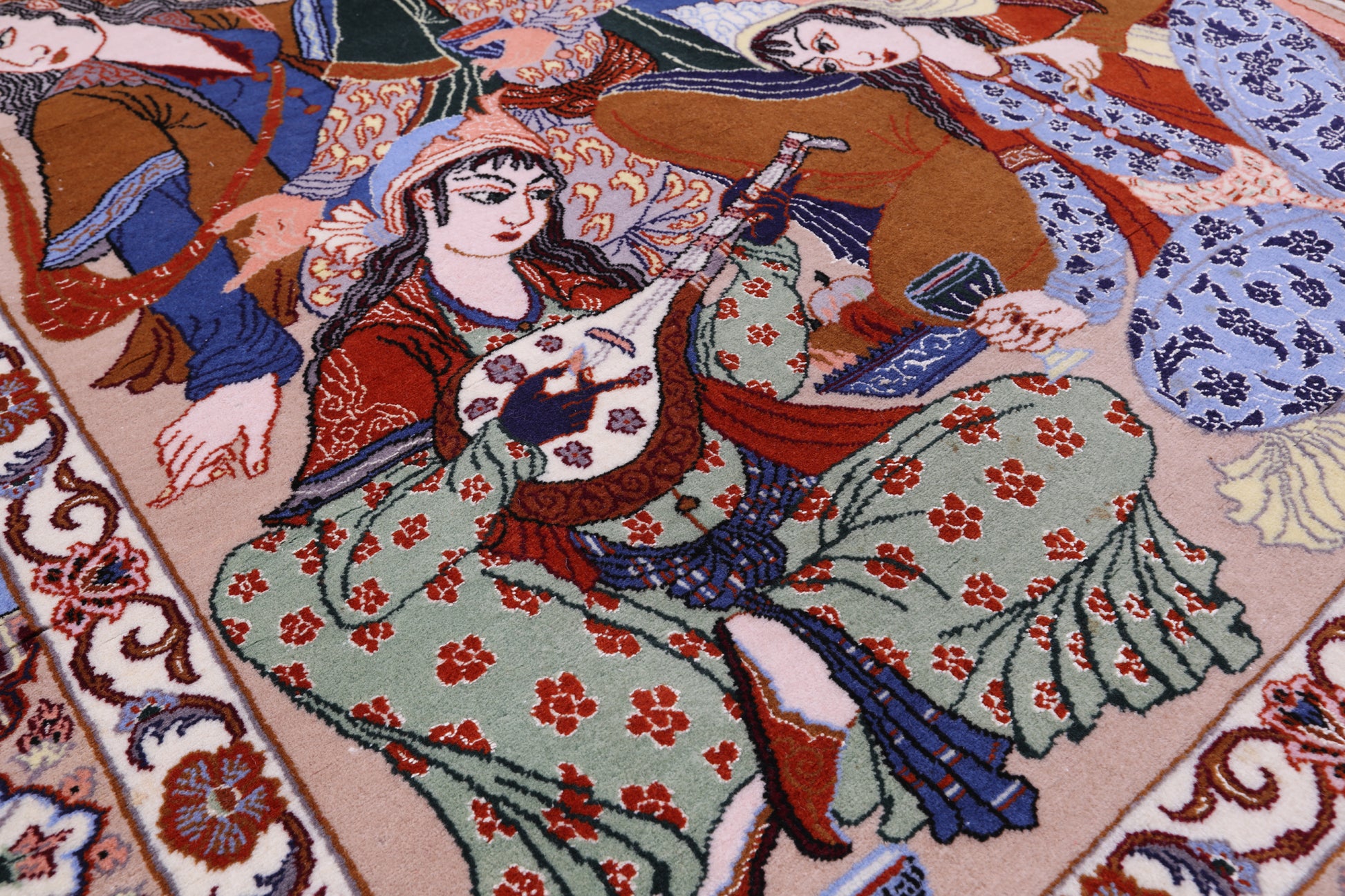 Signed Isfahan Authentic Persian Pictorial Hand Knotted Wool & Silk Area Rug - 3' 10" X 5' 7" - Golden Nile