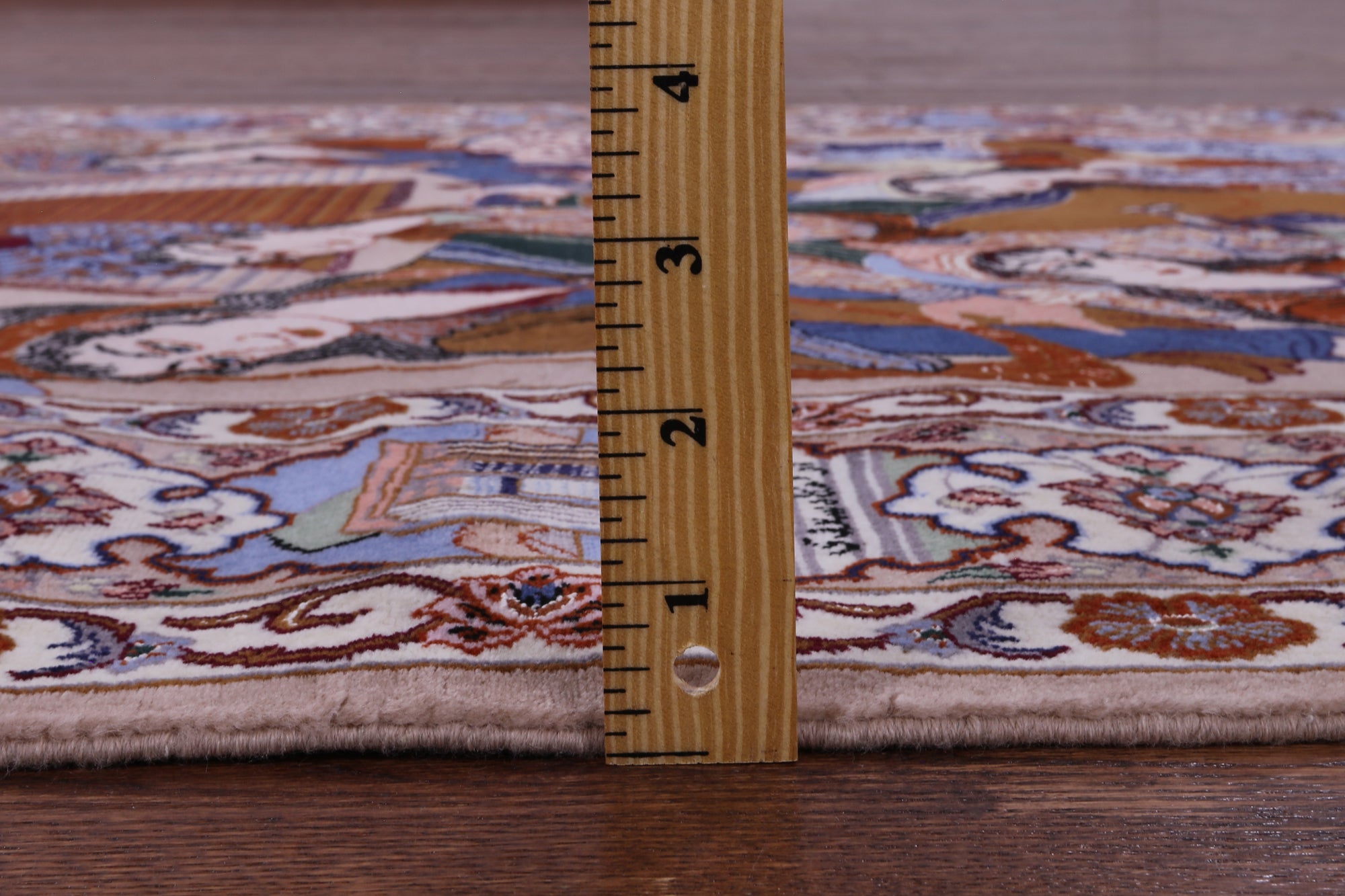 Signed Isfahan Authentic Persian Pictorial Hand Knotted Wool & Silk Area Rug - 3' 10" X 5' 7" - Golden Nile