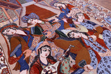Signed Isfahan Authentic Persian Pictorial Hand Knotted Wool & Silk Area Rug - 3' 10" X 5' 7" - Golden Nile