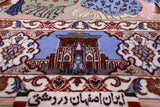 Signed Isfahan Authentic Persian Pictorial Hand Knotted Wool & Silk Area Rug - 3' 10" X 5' 7" - Golden Nile