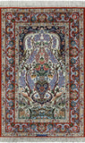 Signed Isfahan Authentic Persian Hand Knotted Wool & Silk Area Rug - 3' 9" X 5' 3" - Golden Nile