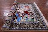 Isfahan Authentic Persian Pictorial Hand Knotted Wool & Silk Area Rug - 3' 7" X 5' 7" - Golden Nile