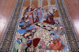 Isfahan Authentic Persian Pictorial Hand Knotted Wool & Silk Area Rug - 3' 7" X 5' 7" - Golden Nile