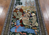 Signed Isfahan Authentic Persian Pictorial Hand Knotted Wool & Silk Area Rug - 3' 7" X 5' 9" - Golden Nile