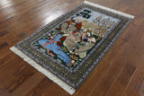 Signed Isfahan Authentic Persian Pictorial Hand Knotted Wool & Silk Area Rug - 3' 7" X 5' 9" - Golden Nile