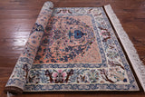 Signed Isfahan Authentic Persian Hand Knotted Wool & Silk Area Rug - 4' 4" X 6' 5" - Golden Nile