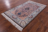 Signed Isfahan Authentic Persian Hand Knotted Wool & Silk Area Rug - 4' 4" X 6' 5" - Golden Nile