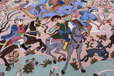 Signed Isfahan Authentic Persian Hunting Scene Hand Knotted Wool & Silk Area Rug - 4' 3" X 6' 7" - Golden Nile