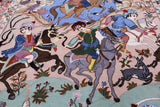 Signed Isfahan Authentic Persian Hunting Scene Hand Knotted Wool & Silk Area Rug - 4' 3" X 6' 7" - Golden Nile