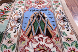 Signed Isfahan Authentic Persian Hunting Scene Hand Knotted Wool & Silk Area Rug - 4' 3" X 6' 7" - Golden Nile