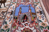 Signed Isfahan Authentic Persian Hunting Scene Hand Knotted Wool & Silk Area Rug - 4' 3" X 6' 7" - Golden Nile