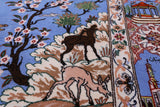 Signed Isfahan Authentic Persian Hunting Scene Hand Knotted Wool & Silk Area Rug - 4' 3" X 6' 7" - Golden Nile