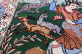 Signed Isfahan Authentic Persian Hunting Scene Hand Knotted Wool & Silk Area Rug - 4' 3" X 6' 7" - Golden Nile