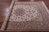 Ivory Signed Isfahan Authentic Persian Hand Knotted Wool & Silk Area Rug - 5' 3" X 7' 9" - Golden Nile