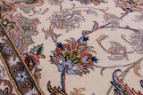 Ivory Signed Isfahan Authentic Persian Hand Knotted Wool & Silk Area Rug - 5' 5" X 7' 10" - Golden Nile