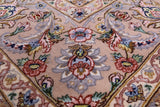 Ivory Signed Isfahan Authentic Persian Hand Knotted Wool & Silk Area Rug - 5' 5" X 7' 10" - Golden Nile