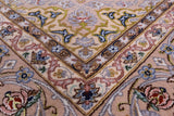 Ivory Signed Isfahan Authentic Persian Hand Knotted Wool & Silk Area Rug - 5' 5" X 7' 10" - Golden Nile