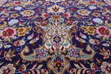 Blue Signed Isfahan Authentic Persian Hand Knotted Wool & Silk Area Rug - 4' 11" X 7' 8" - Golden Nile