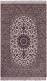 Ivory Signed Isfahan Authentic Persian Hand Knotted Wool & Silk Area Rug - 5' 1" X 7' 9" - Golden Nile