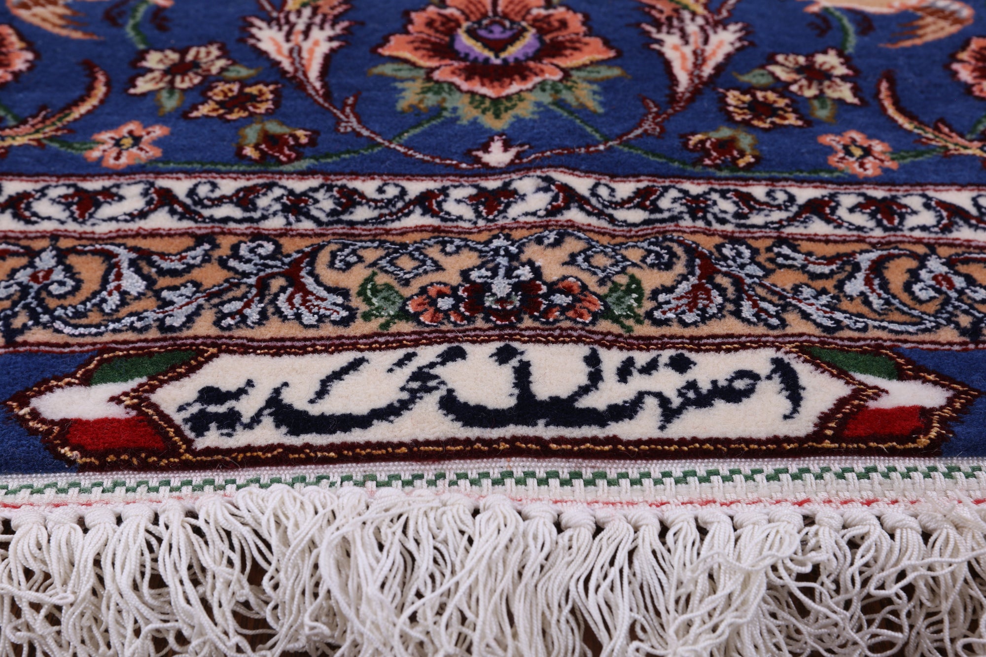 Red Signed Isfahan Authentic Persian Hand Knotted Wool & Silk Area Rug - 5' 3" X 7' 10" - Golden Nile