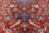 Red Signed Isfahan Authentic Persian Hand Knotted Wool & Silk Area Rug - 5' 3" X 7' 10" - Golden Nile