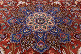 Red Signed Isfahan Authentic Persian Hand Knotted Wool & Silk Area Rug - 5' 3" X 7' 10" - Golden Nile