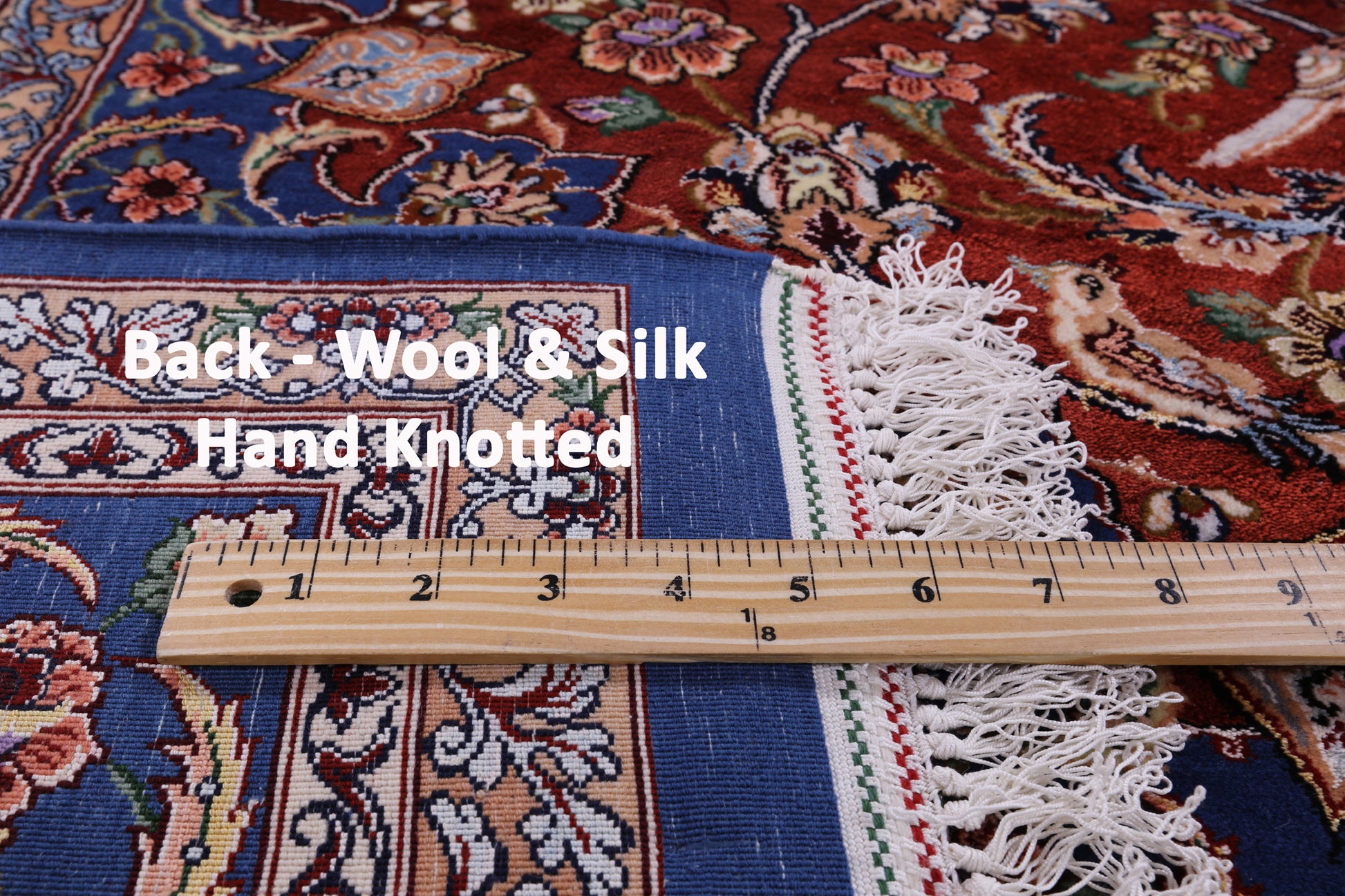 Red Signed Isfahan Authentic Persian Hand Knotted Wool & Silk Area Rug - 5' 3" X 7' 10" - Golden Nile