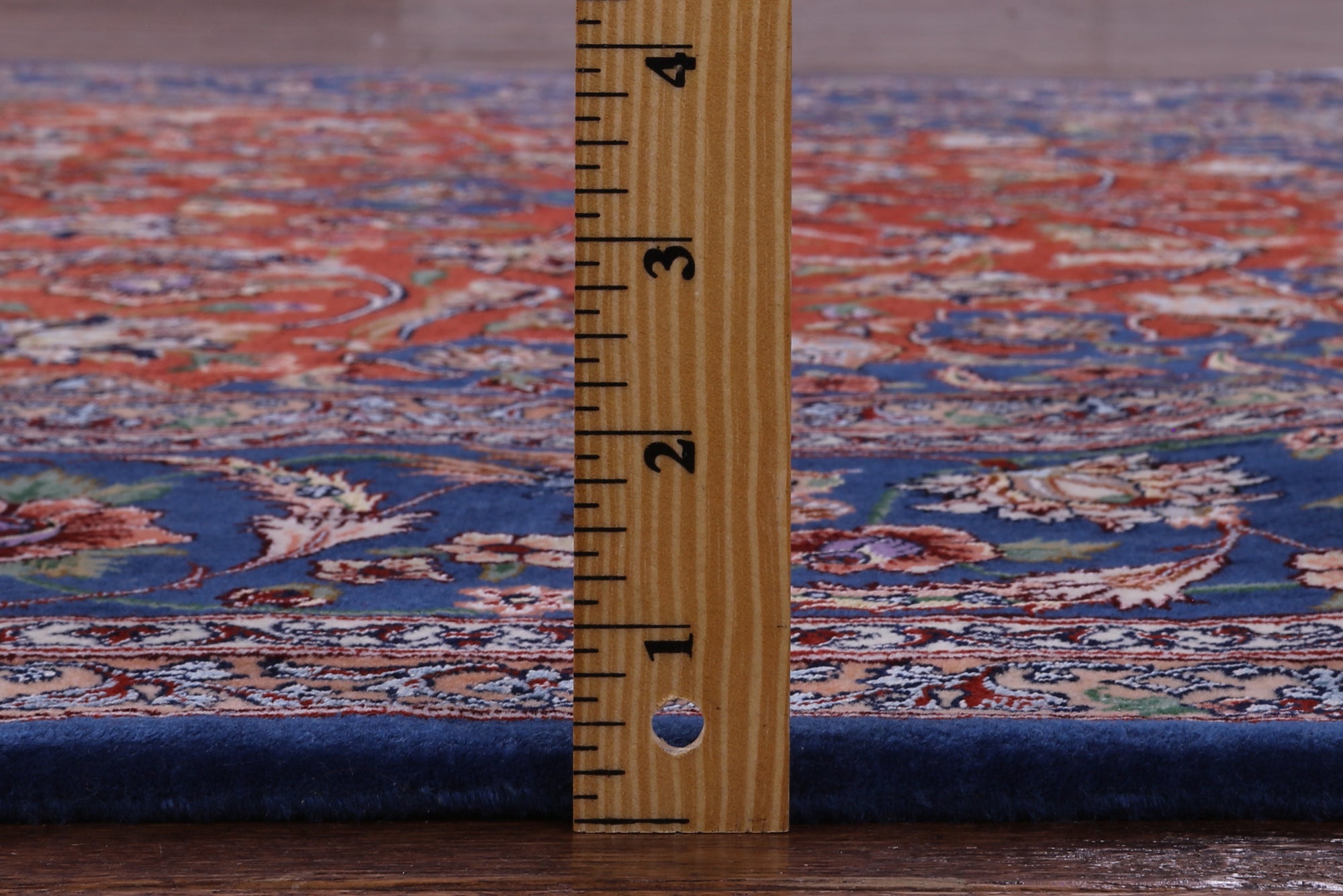 Red Signed Isfahan Authentic Persian Hand Knotted Wool & Silk Area Rug - 5' 3" X 7' 10" - Golden Nile