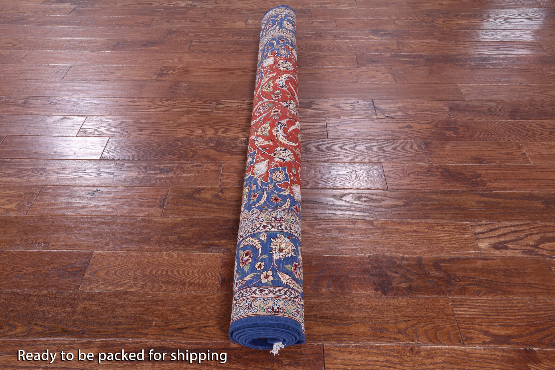 Red Signed Isfahan Authentic Persian Hand Knotted Wool & Silk Area Rug - 5' 3" X 7' 10" - Golden Nile