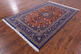 Red Signed Isfahan Authentic Persian Hand Knotted Wool & Silk Area Rug - 5' 3" X 7' 10" - Golden Nile