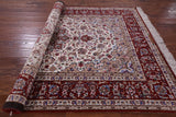 Ivory Signed Isfahan Authentic Persian Hand Knotted Wool & Silk Area Rug - 5' 3" X 8' 0" - Golden Nile