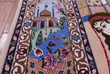 Isfahan Authentic Persian Pictorial Hand Knotted Wool & Silk Area Rug - 4' 10" X 7' 5" - Golden Nile