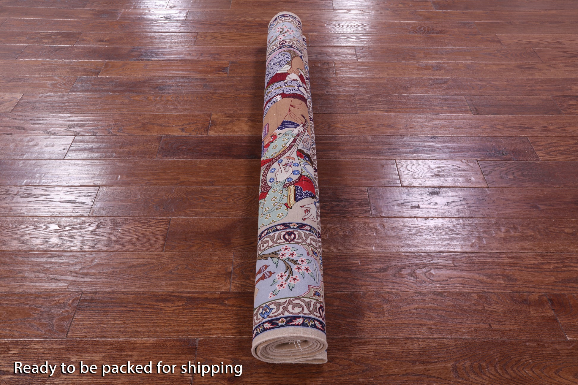 Isfahan Authentic Persian Pictorial Hand Knotted Wool & Silk Area Rug - 4' 10" X 7' 5" - Golden Nile