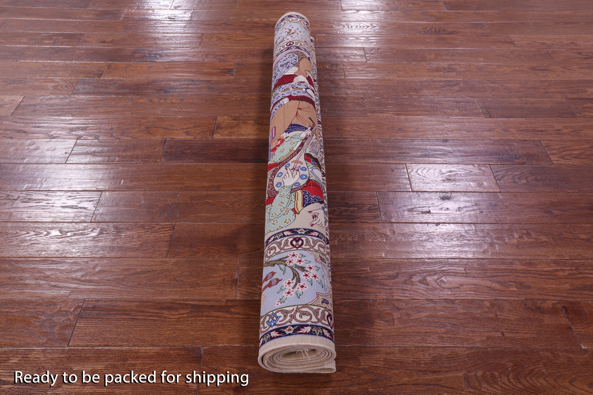 Isfahan Authentic Persian Pictorial Hand Knotted Wool & Silk Area Rug - 4' 10" X 7' 5" - Golden Nile