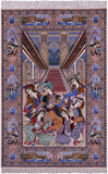 Isfahan Authentic Persian Pictorial Hand Knotted Wool & Silk Area Rug - 4' 10" X 7' 5" - Golden Nile