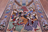 Isfahan Authentic Persian Pictorial Hand Knotted Wool & Silk Area Rug - 4' 10" X 7' 5" - Golden Nile