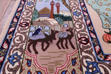 Isfahan Authentic Persian Pictorial Hand Knotted Wool & Silk Area Rug - 4' 10" X 7' 5" - Golden Nile