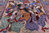 Isfahan Authentic Persian Pictorial Hand Knotted Wool & Silk Area Rug - 4' 10" X 7' 5" - Golden Nile
