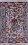 Ivory Signed Isfahan Authentic Persian Hand Knotted Wool & Silk Area Rug - 5' 1" X 7' 10" - Golden Nile