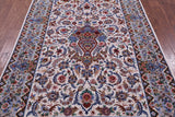 Ivory Signed Isfahan Authentic Persian Hand Knotted Wool & Silk Area Rug - 5' 1" X 7' 10" - Golden Nile
