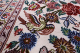 Ivory Signed Isfahan Authentic Persian Hand Knotted Wool & Silk Area Rug - 4' 11" X 8' 1" - Golden Nile