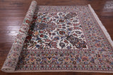 Ivory Signed Isfahan Authentic Persian Hand Knotted Wool & Silk Area Rug - 4' 11" X 8' 1" - Golden Nile