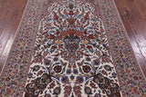 Ivory Signed Isfahan Authentic Persian Hand Knotted Wool & Silk Area Rug - 4' 11" X 8' 1" - Golden Nile