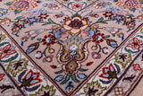 Ivory Signed Isfahan Authentic Persian Hand Knotted Wool & Silk Area Rug - 4' 11" X 8' 1" - Golden Nile