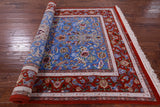 Blue Signed Isfahan Authentic Persian Hand Knotted Wool & Silk Area Rug - 4' 11" X 7' 7" - Golden Nile