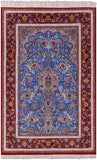 Blue Signed Isfahan Authentic Persian Hand Knotted Wool & Silk Area Rug - 4' 11" X 7' 7" - Golden Nile