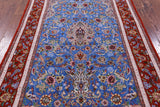 Blue Signed Isfahan Authentic Persian Hand Knotted Wool & Silk Area Rug - 4' 11" X 7' 7" - Golden Nile