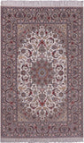 Ivory Isfahan Authentic Persian Hand Knotted Wool & Silk Area Rug - 5' 0" X 7' 10" - Golden Nile