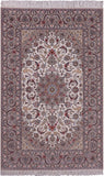 Ivory Isfahan Authentic Persian Hand Knotted Wool & Silk Area Rug - 5' 0" X 7' 10" - Golden Nile